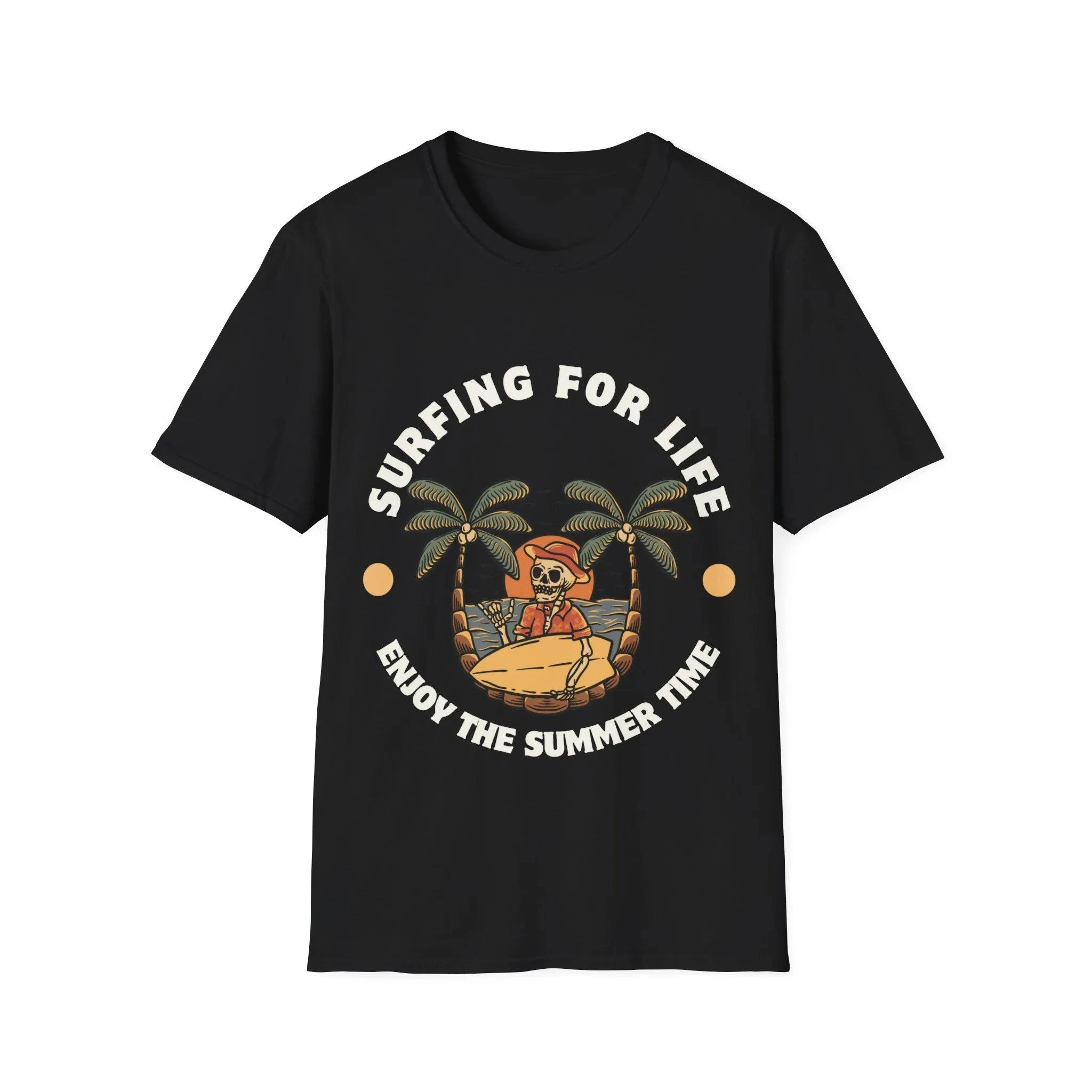 

Surfing Skeleton Fashion Trend Clothing Pattern Printing Summer Luxury Brand Cotton Men's and Women's T-Shirts Short Sleeves