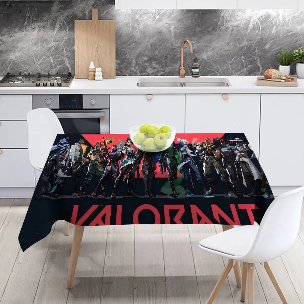 Juego caliente v-valorant mantel Rectangular mancha mantel oilcloth Mantel Mesa impermeable decoración de mantel