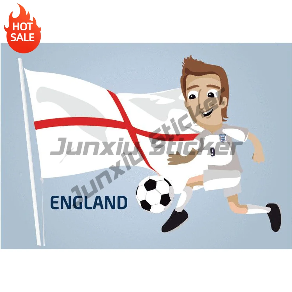 England Flag Football Player Soccer PVC Sticker Self Adhesive Decal For SUV Window And Travel Case Exterior Decoration