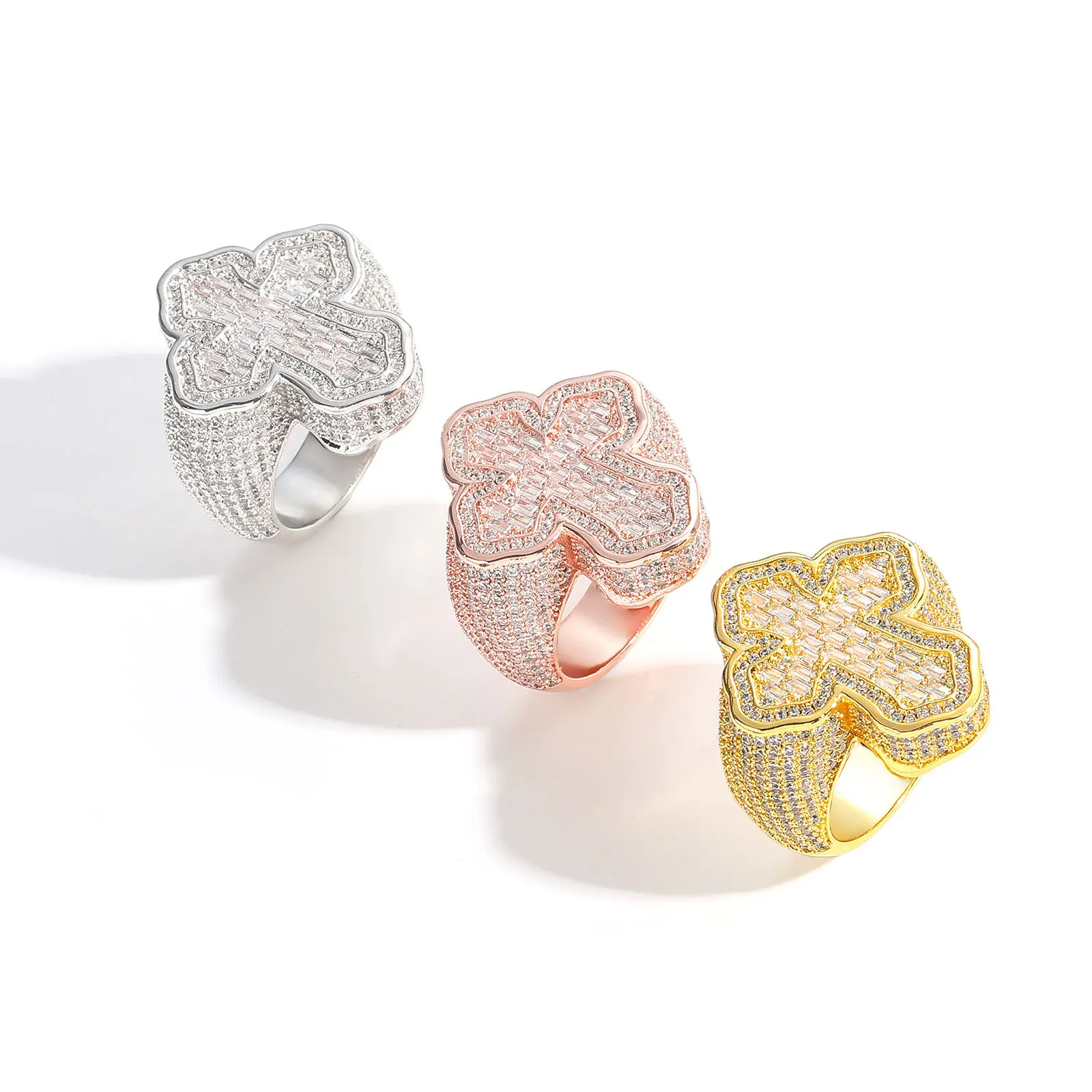 Iced Out Cross Rings For Men Women Bling AAA Zircon Fashion Finger Jewelry Hip Hop