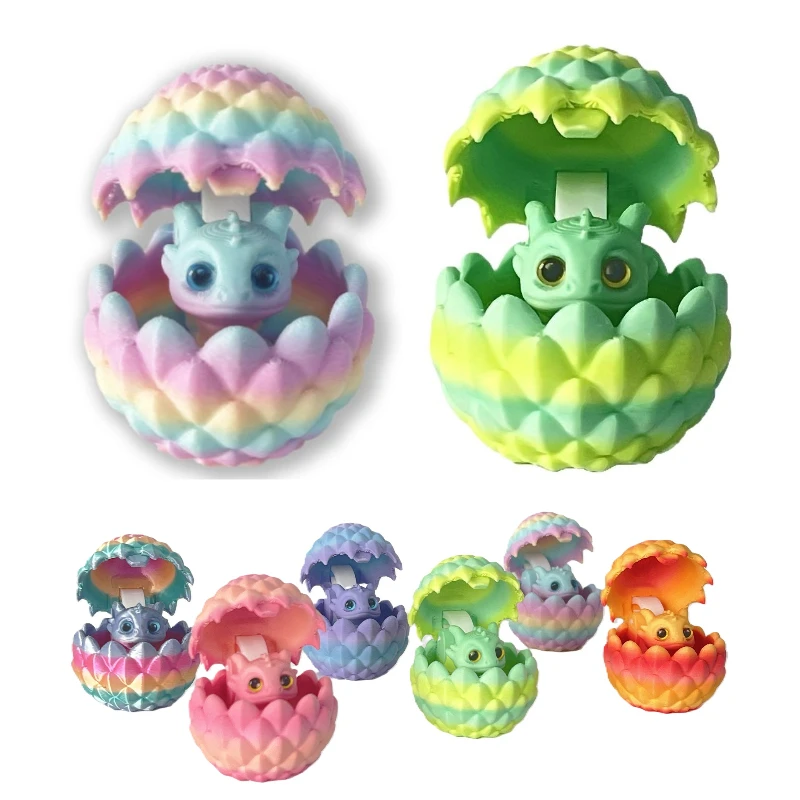 

Cute Mini 3D Printing Dragon + Egg Toy Set Creative Simulation Dragon Egg Model Home Decoration Ornaments Children Gifts