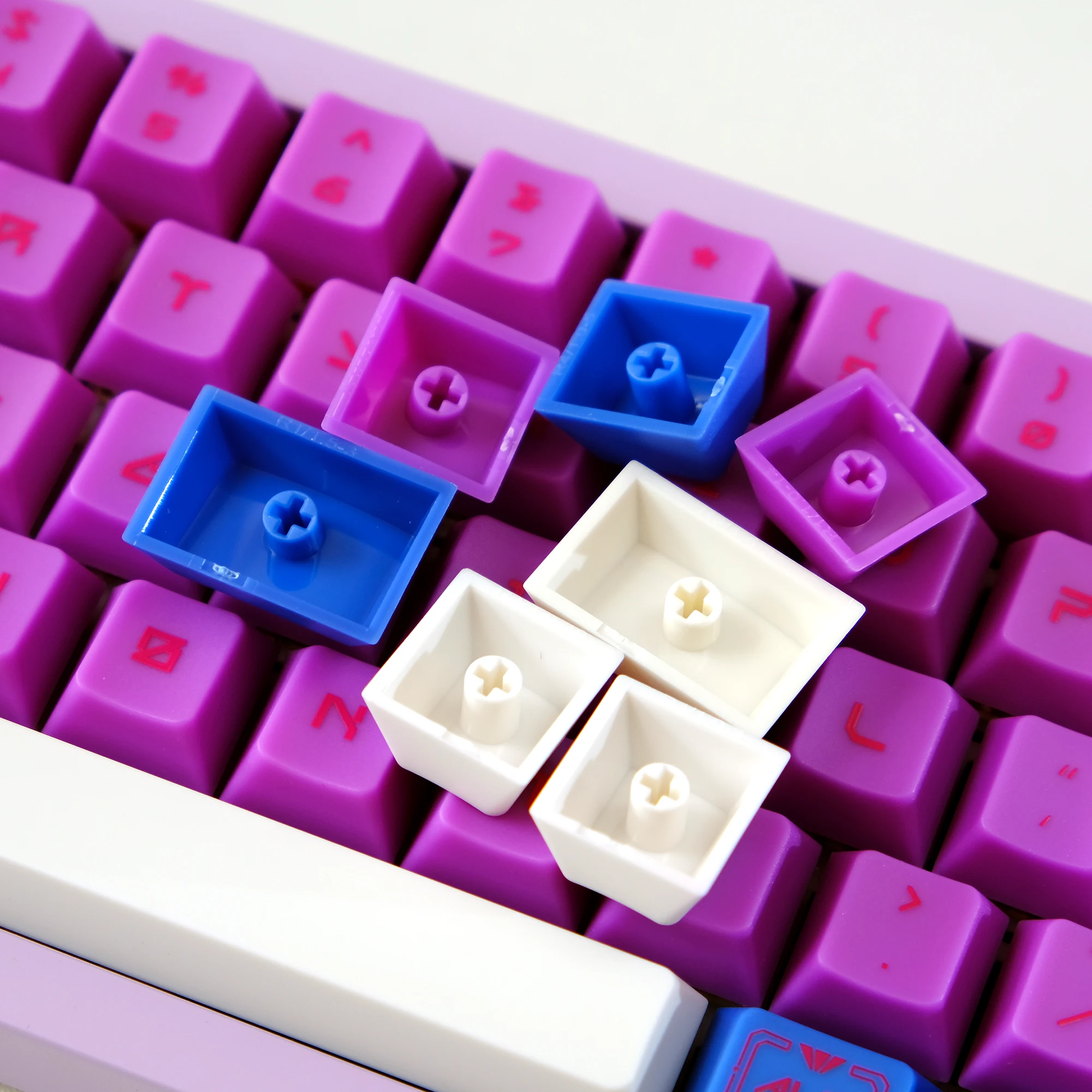 KBDiy 143 Keys ThermoShift Keycaps Cherry Profile Blue Purple Keycap For Mechanical Gaming Keyboard 60 UV Print ABS DIY Custom