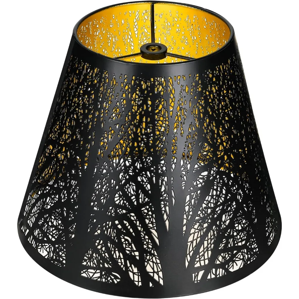 

metal small lamp shade etched forest 5" top x 9" bottom x 7" high, small lampshade, table lamps replacement shade, spider fitte