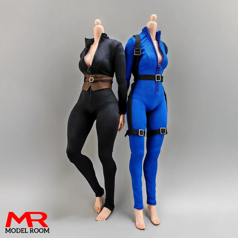 1/6 Scale Female Zipper Bodysuit Jumpsuit Shoulder Strap Waistband Clothes Model Fit 12'' Soldier Action Figure Body Dolls