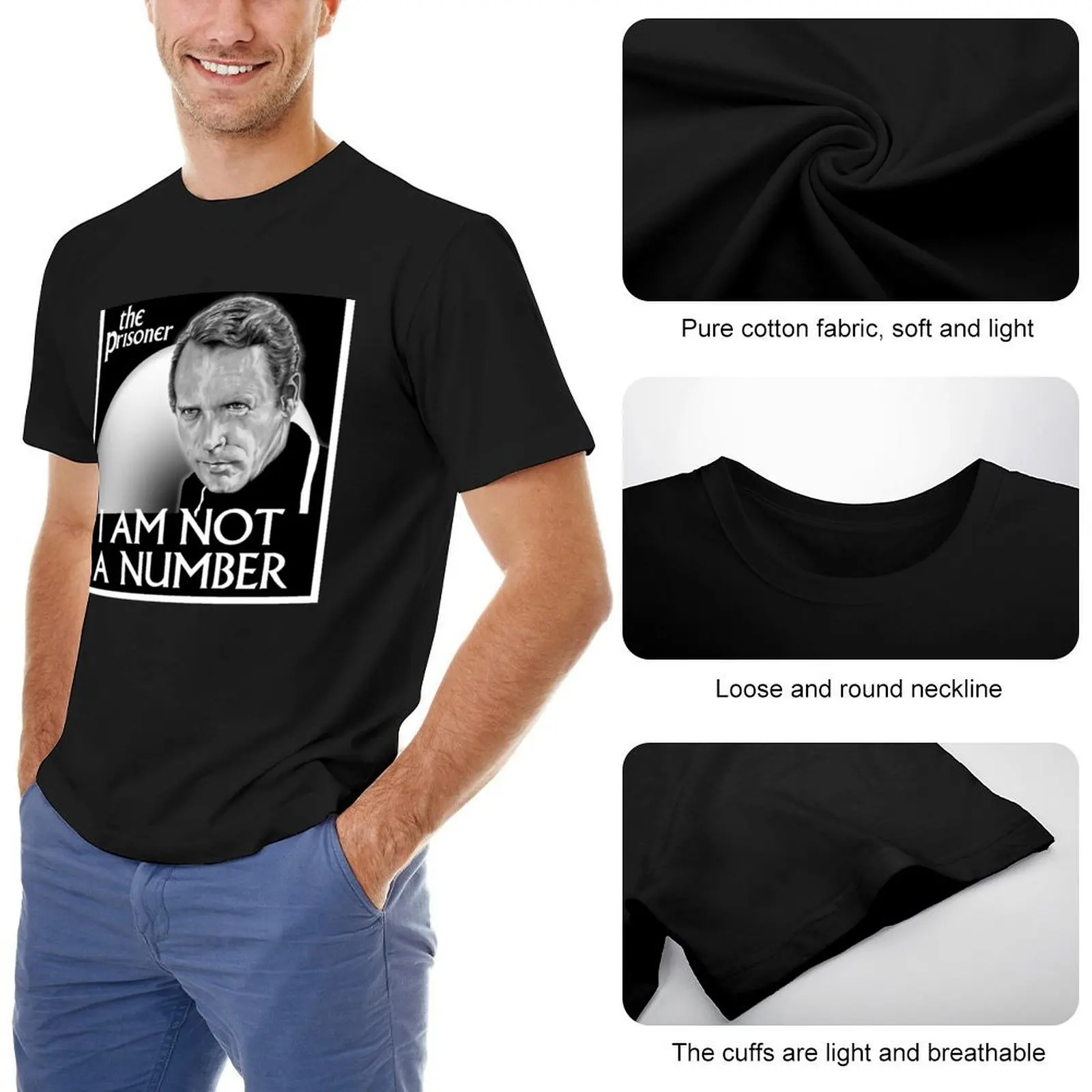 The Prisoner I AM NOT A NUMBER T-Shirt quick drying blue archive sweat mens plain t shirts image 5