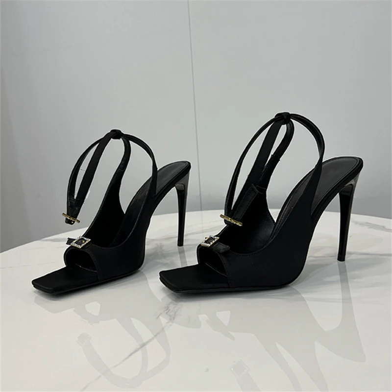 Sexy Women Sandals Black High Heels Peep Toe Women Pumps Gladiator Sandal Ankle Strap Prom Dress Shoes Woman Sandalias Mujer