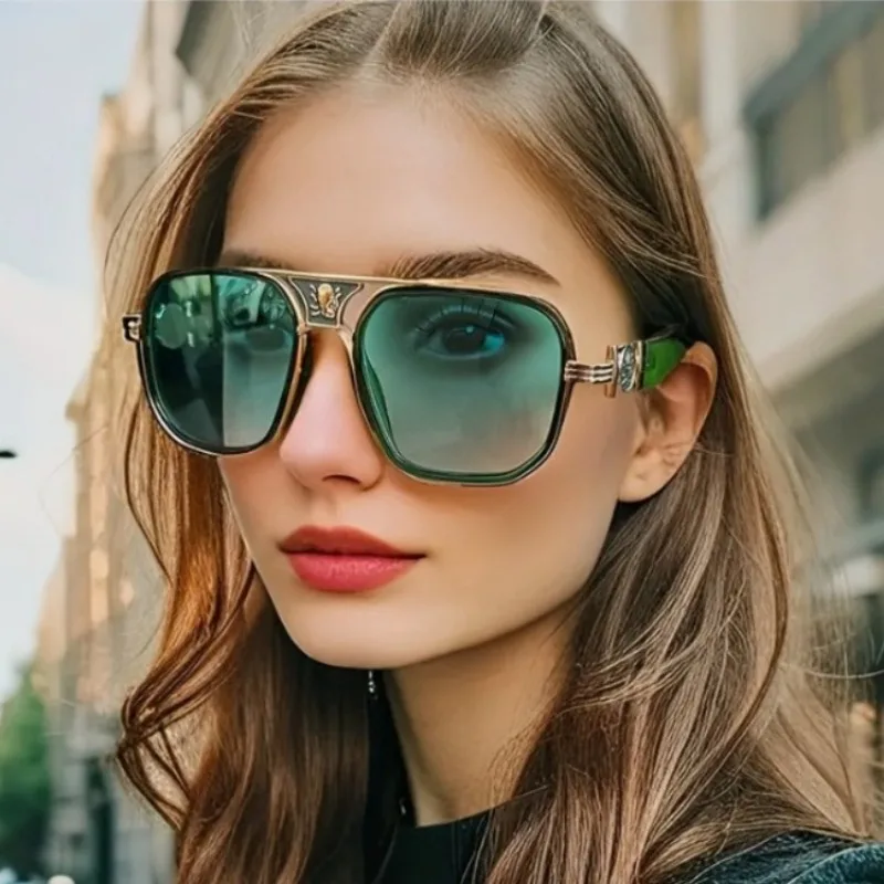 

2026 New Fashion Retro Sunglasses Extra Large Metal Frame Luxury Women Sunglasses, Unique Design Grunge Y2k Sunglasses for Men