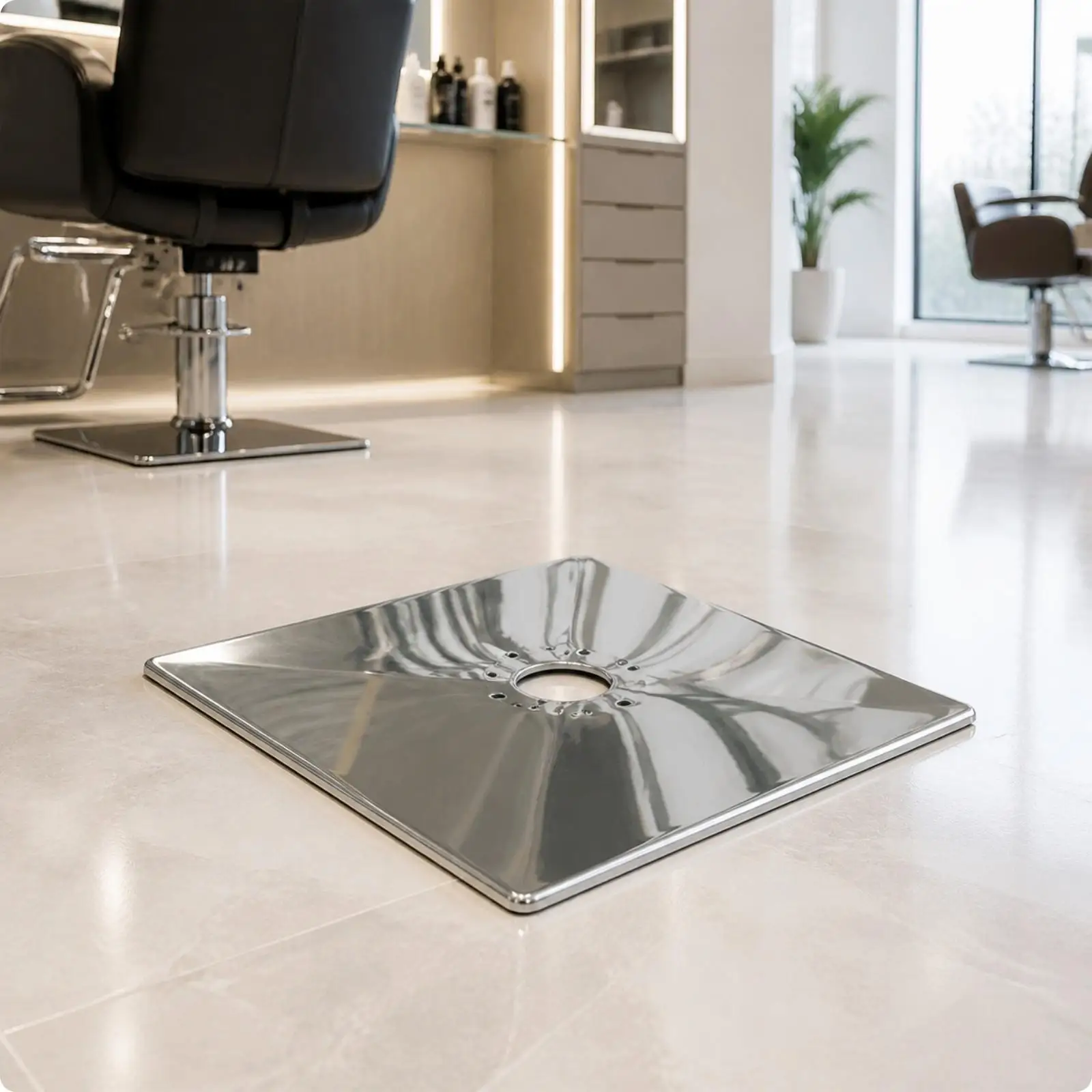 Replacement Metal Base Plate for Salon Chairs with Mounting Holes for Styling Seats