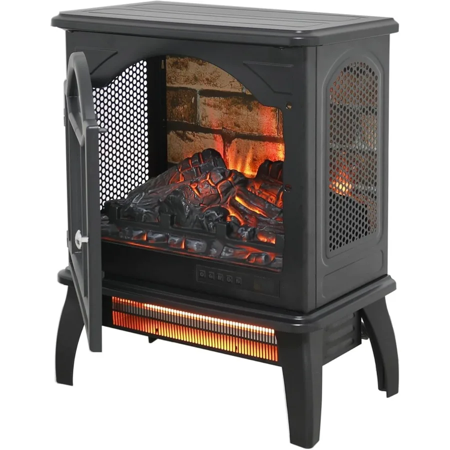 

18-дюймовая электрическая инфракрасная кварцевая каминная печь с 3D пламенем и дистанционным управлением для дизайна плитки на задней стене, регулируемый Flam