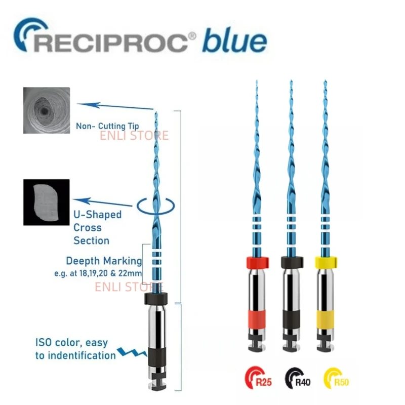 

Стоматологические эндодонтические файлы Orthdent Reciproc Blue, 6 шт./упак., для однократного использования, термоактивируемые, 21/25/31 мм, стоматологический инструмент
