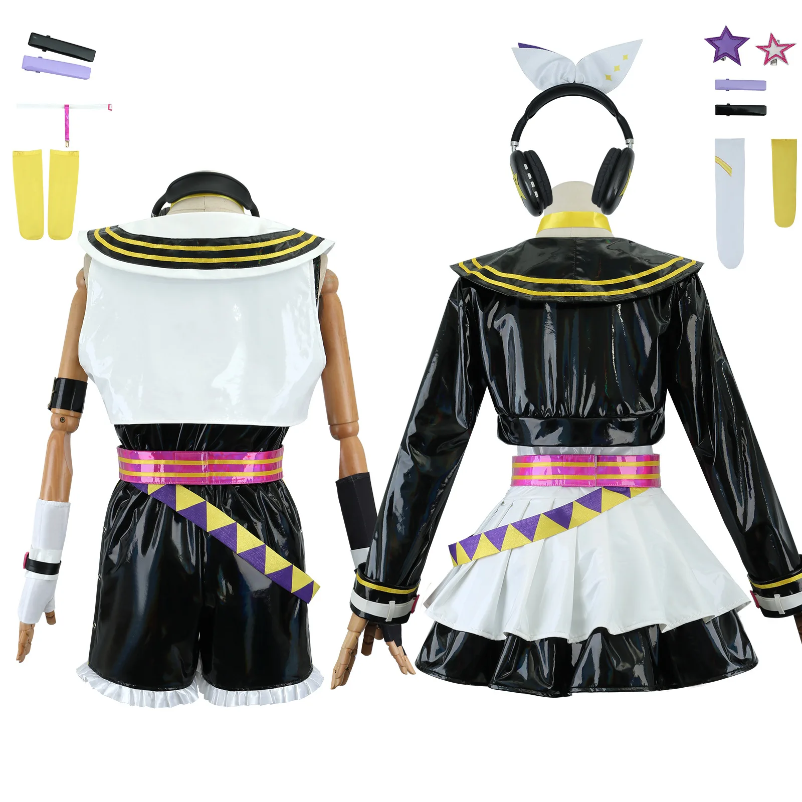 Muse Dash Kagaminee Rin Len Cosplay Costume Girls Leather JK