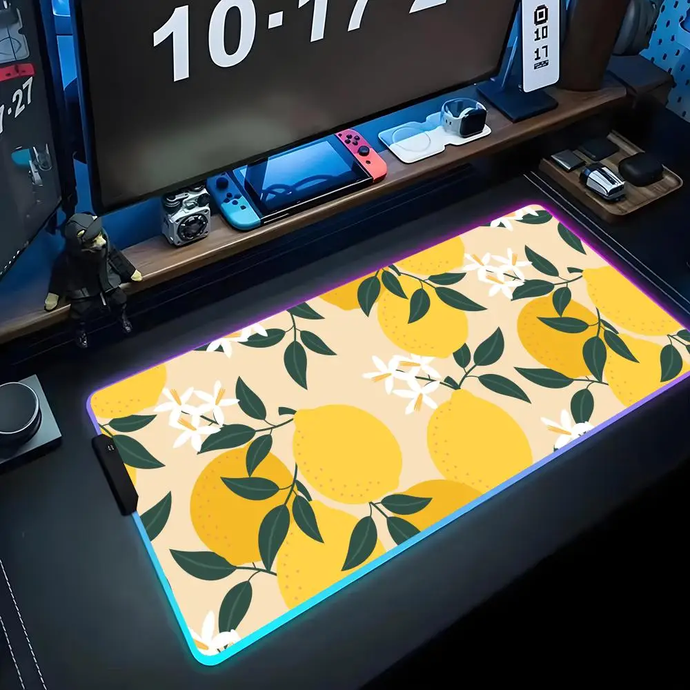 

lemon art wallpaper Mouse Pad RGB Gaming Mousepad Big LED Pad PC Desk Mat Luminous Mouse Pad Large Keyboard Mats Table Rug With