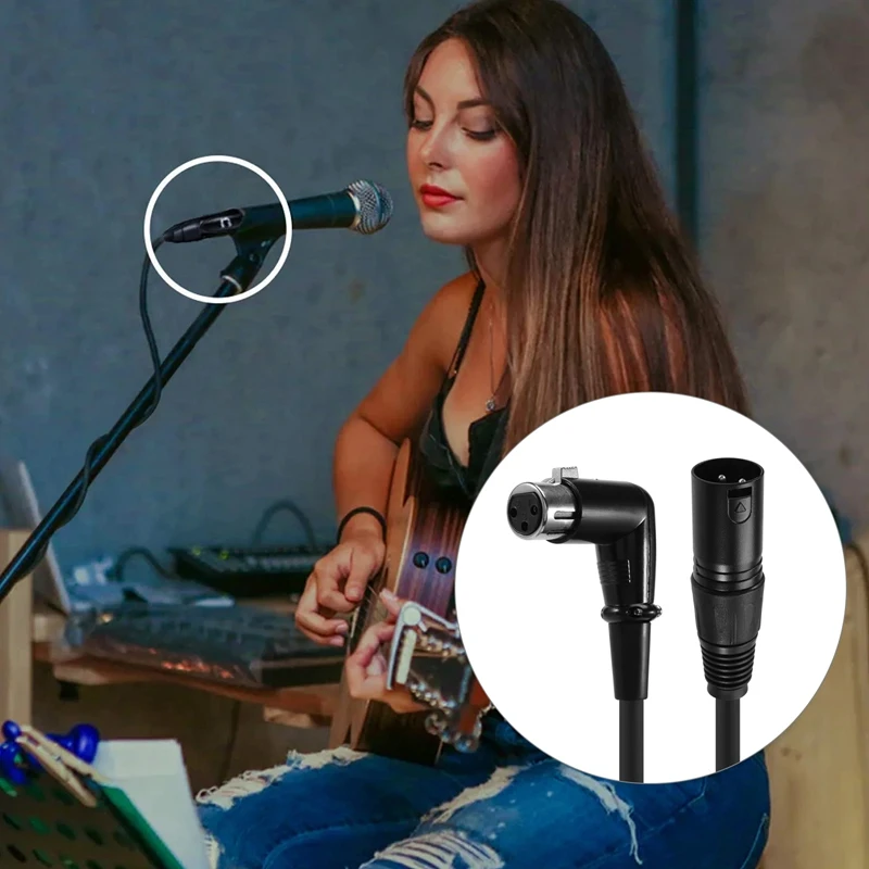 XLR كابل الموسيقية ميكروفون كابل الصوت التوصيل الزاوية اليمنى XLR أنثى إلى كابل ذكر 6 أقدام