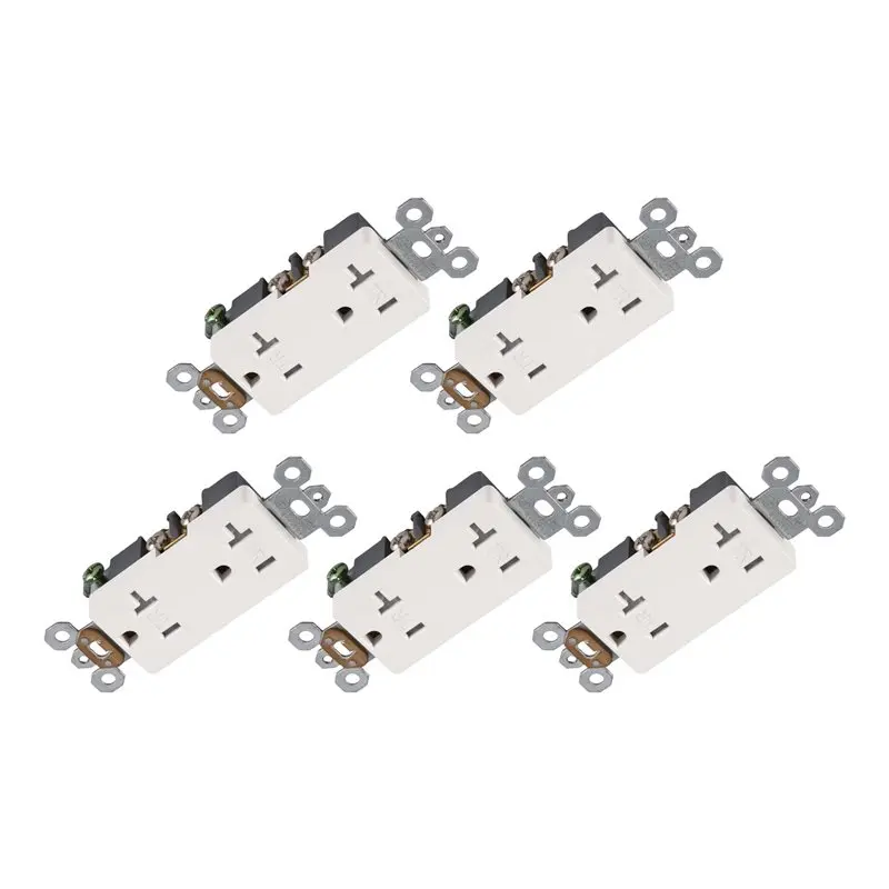 ABWR-20A Tamper-Resistant Duplex Electrical Wall Outlet, Child-Safe Receptacle, US Standard Socket, Without Faceplate, 5PCS