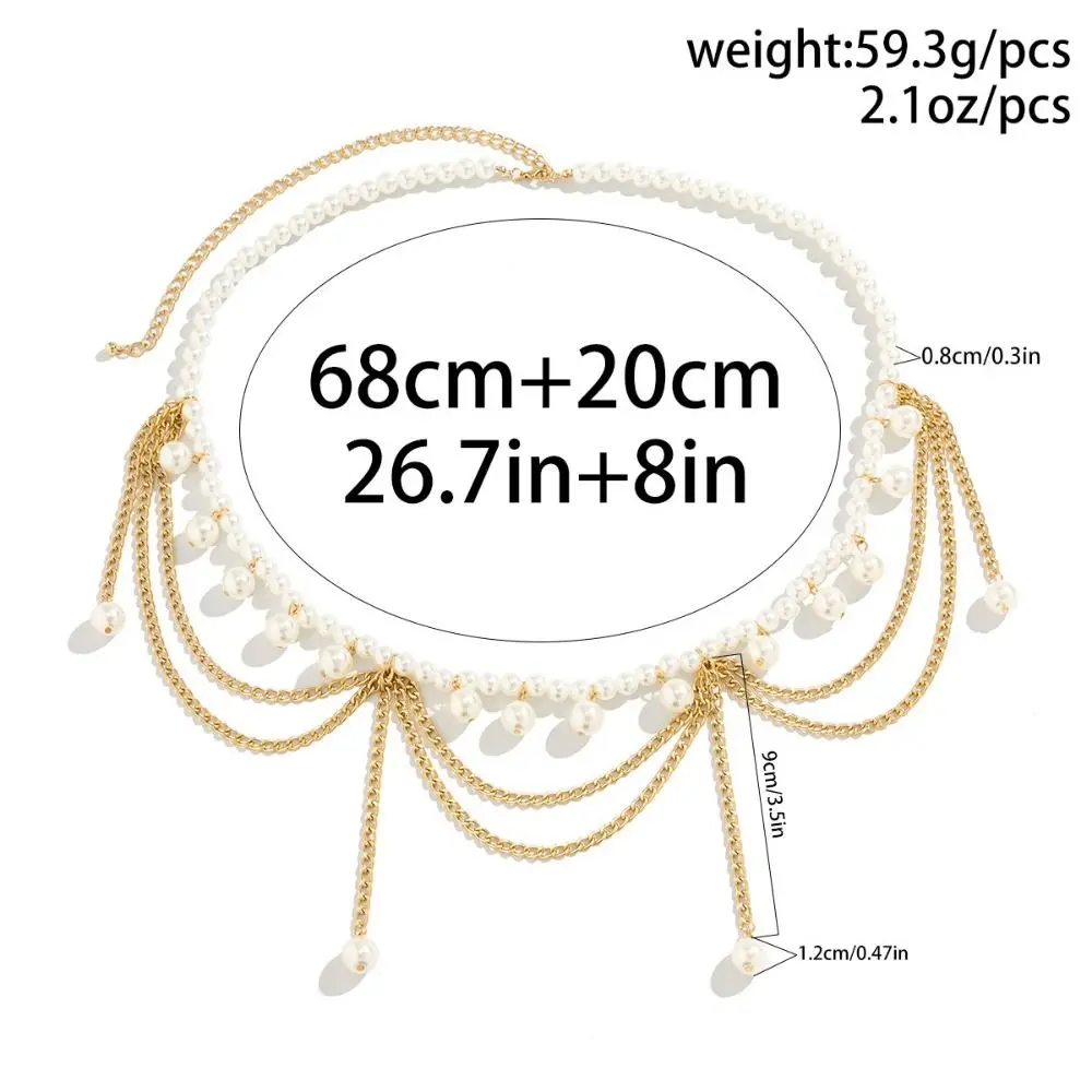 Kwasten Lichaamssieraden Metalen lichaamsketting Goud Zilver Parel Kwastje Tailleketting Riem Ster Dames