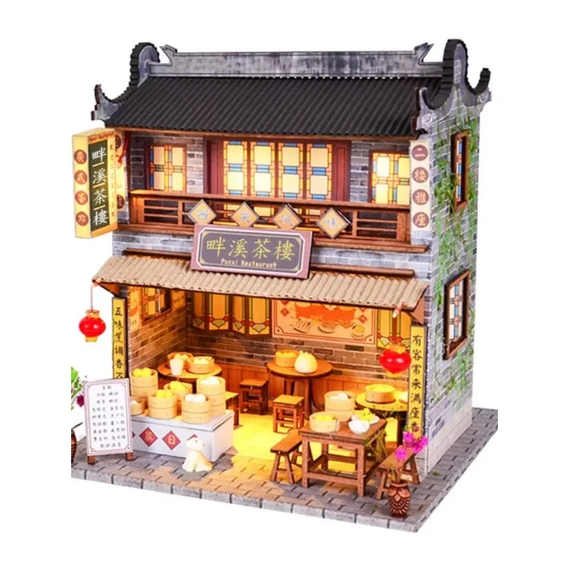 

Cabin Handmade Assembly Miniature Scene Decoration House Ancient Architecture Model Wooden