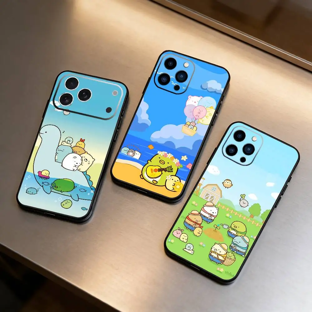 

S-Sumikko Gurashi Phone Case For iPhone 16,15,14,13,12,17,Pro Max,Plus Silicone Black Case