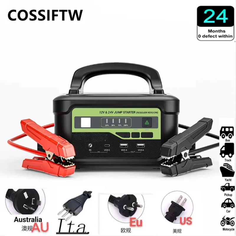 Car Jump Starter 12000A Peak, Portable 12V/24V Heavy Duty Truck Jumper Box, 80000mAh Battery Power Station