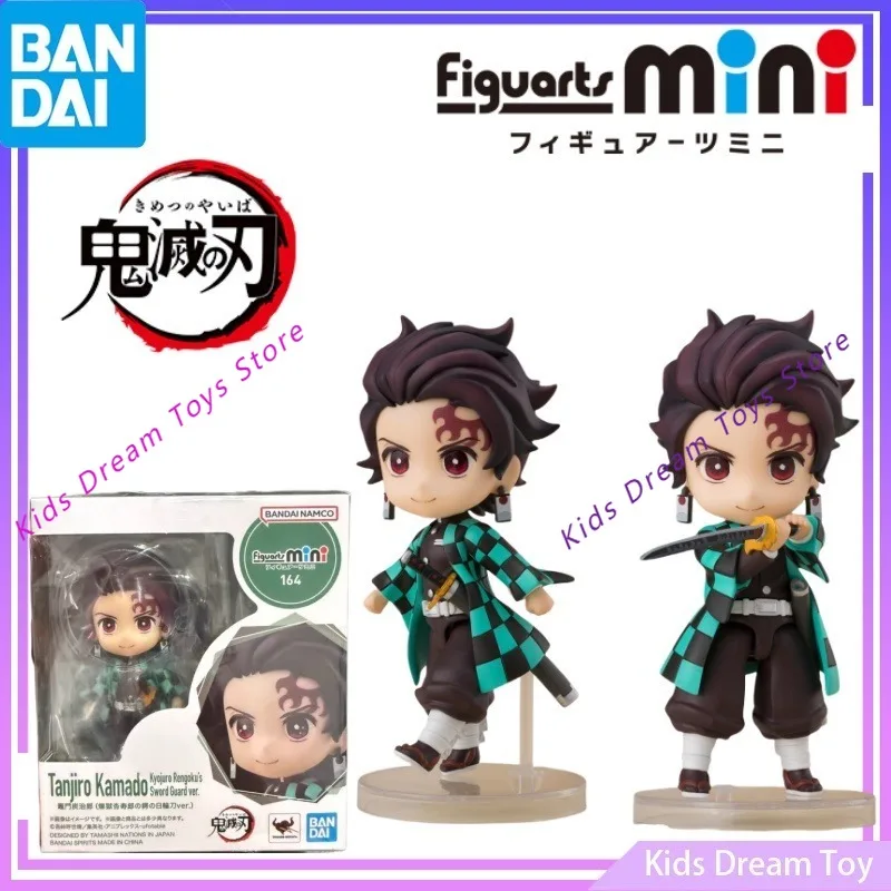 Bandai en stock Original Figuarts Mini Demon Slayer Anime TANJIRO KAMADO (KYOJURO RENGOKU'S SWORD GUARD Ver.) Figuras de acción de juguete