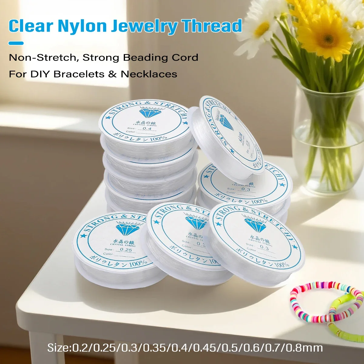 

Прозрачная нейлоновая нить для ювелирных изделий, неэластичный прочный шнур с бисером 0,2-0,8 мм для браслетов и ожерелий своими руками — варианты 8-100 м