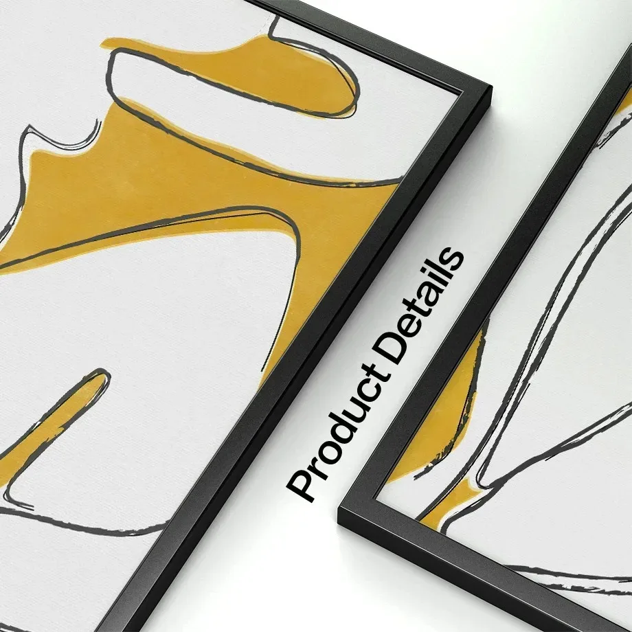 بوهو جدار الفن قماش اللوحة ، خط الملصقات ، وجه الجسم ، الأوراق الصفراء ، مجردة حديثة ، ديكور غرفة المعيشة ، الطباعة ، صور جدارية منزلية #5