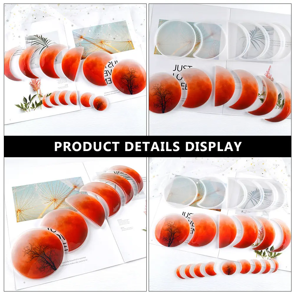 

2 set Eclipse Mold Silicone Transparent Diy Ornaments Craft Set For Space Theme Adornment Lunar Landscape Decor Tabletop