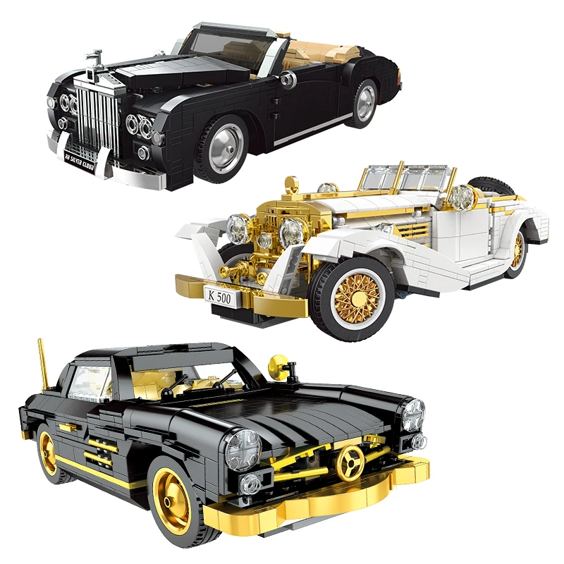 Stampo Re Retro Berlina K500 Modello Building Blocks Kit Auto di lusso medievale Assemblaggio creativo Mattoni Veicolo Giocattolo Regalo di Natale per bambini