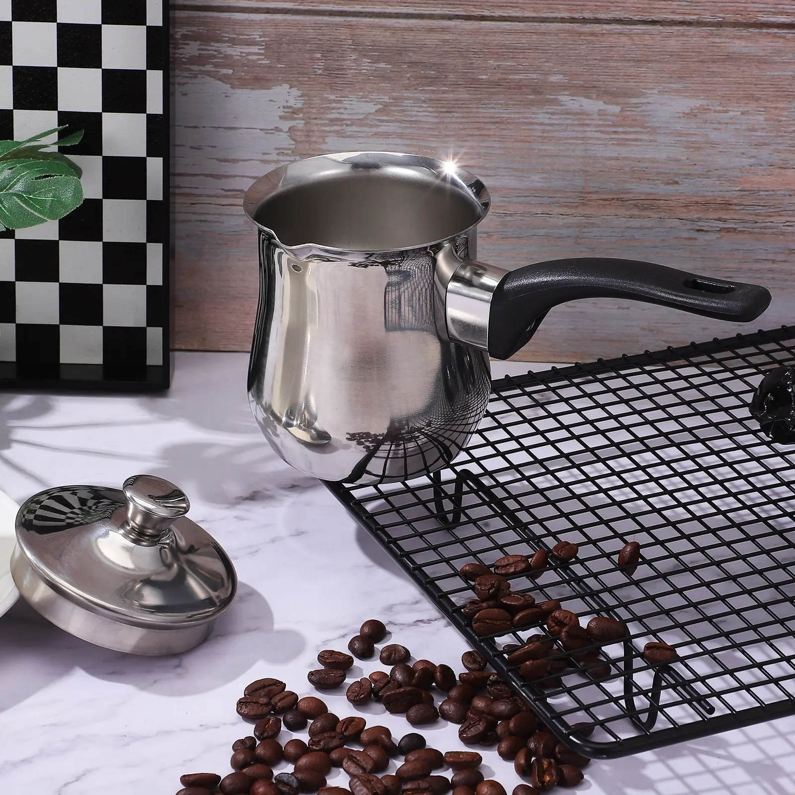 Turkish Coffee Pot 360Ml Stainless Steel Ergonomic Handle Milk Frothing Pitcher Stove Top Coffee Maker Pot Versatile Kitchen view 6