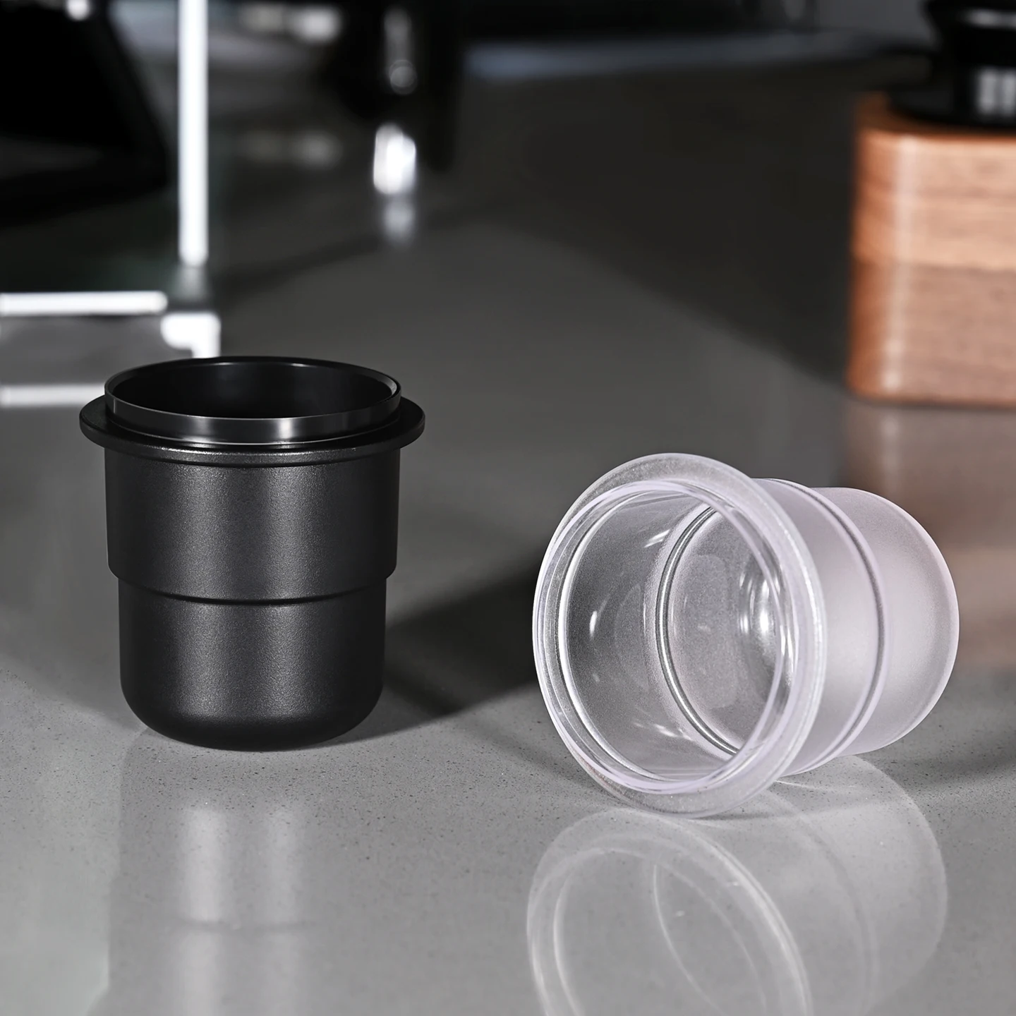58mm Coffee Portafilter Dosing Cup Black Clear Espresso Sniffing Mug Coffee Dosing Cup Anti-flying powder Coffee Machine tools