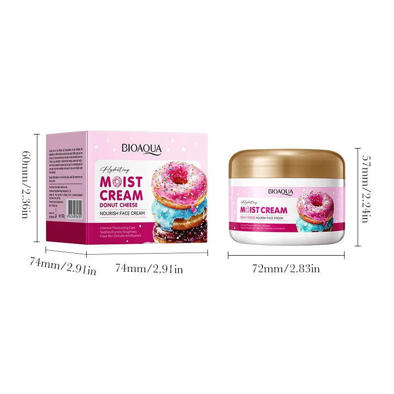 Crème visage Donut 100g - Formule riche hydratante et apaisante, hydratante et nourrissante pour peaux sèches, texture douce et légère