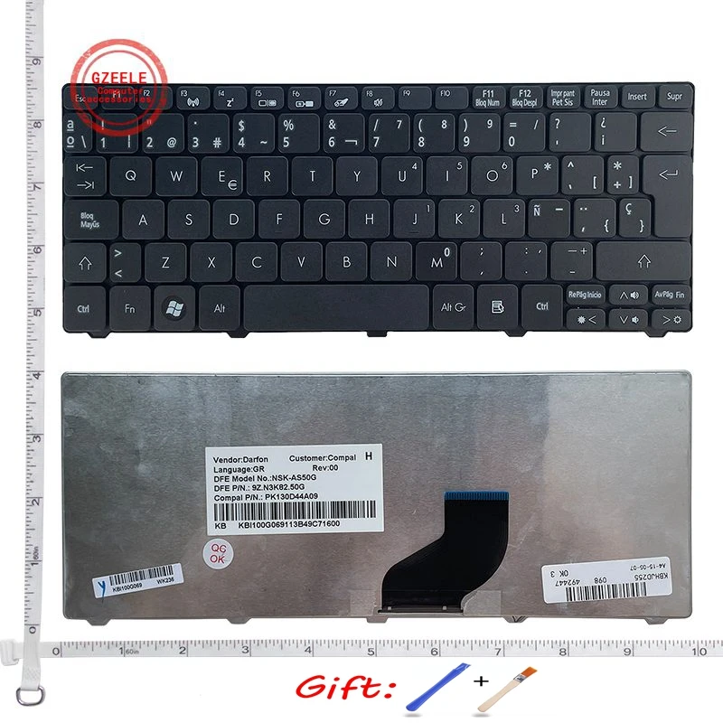 UK/Spanish Keyboard For Acer Emachines ZE6 ZE7 PAV70 PAV01 PAV80 NAV50 350 eM350 NAV51 355 eM355 D255E AOD255E NAV70 POVE6 SP