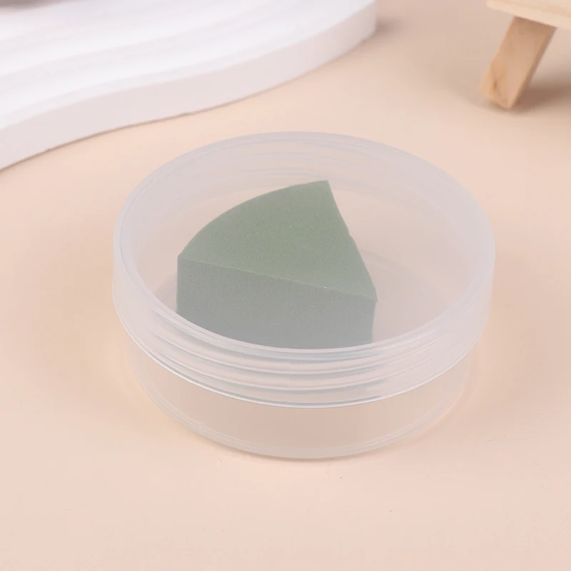 Transparent Circular Box With Cover Cosmetics Puff Storage Box Beauty Face Care Tool Makeup Case Travel Accessories Container