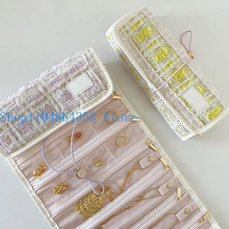 

652F Устойчивая к царапинам тканевая сумка для ювелирных изделий с несколькими отделениями для аксессуаров