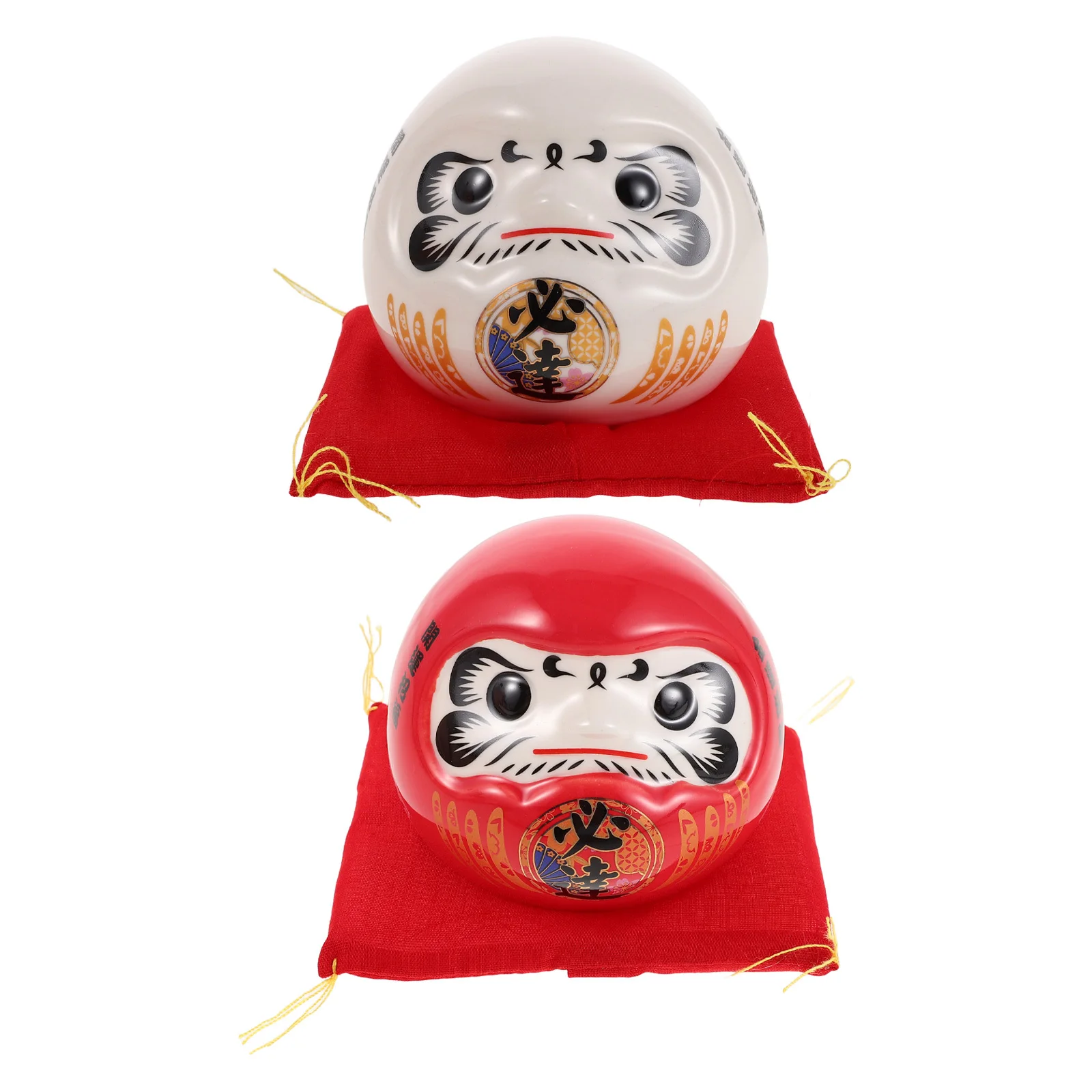 

2Pcs Japanese Money Box Set: Handcrafted Ceramic Daruma Bank for Prosperity Symbol - Mini Porcelain Zen Decoration for Sushi
