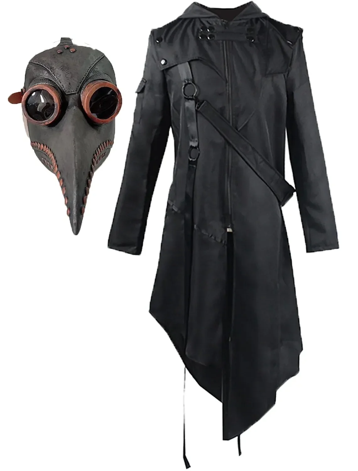 

Винтажный костюм на Хэллоуин в средневековом стимпанк, костюм убийц, эльфов, пиратов, мужской черный длинный пиджак с разрезом, готический армированный кожаный жакет