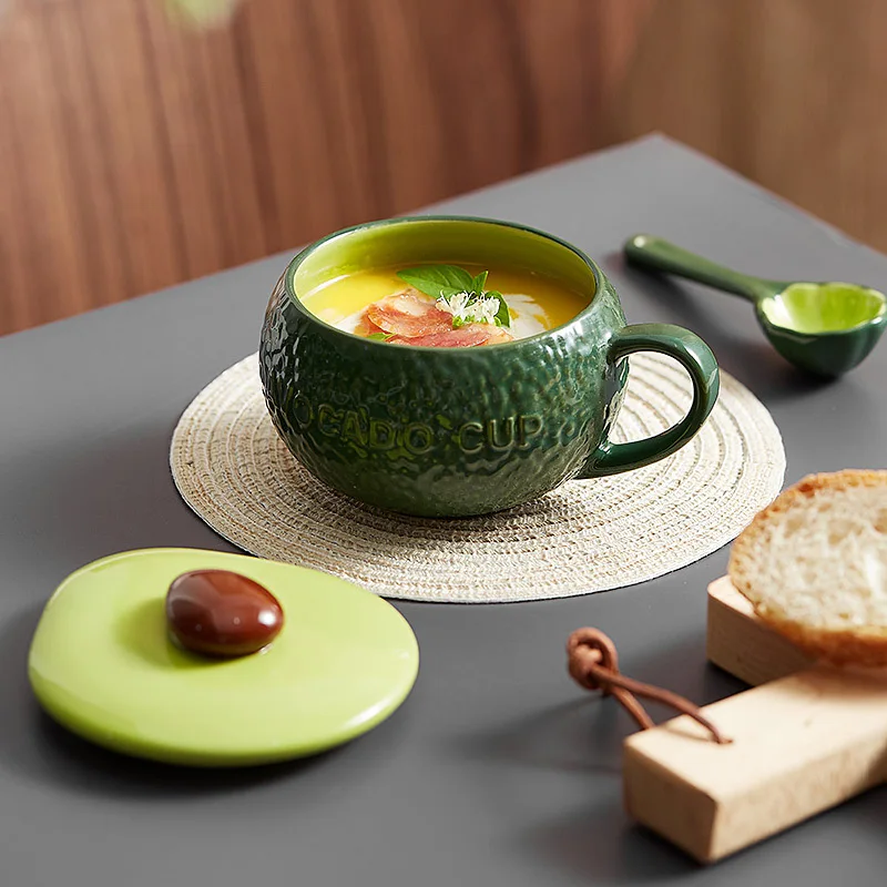 

Avocado Green Breakfast Oatmeal Female Cute Microwave Oven Steam Eggs Milk Coffee Cup Good-looking Ceramic Water Cup