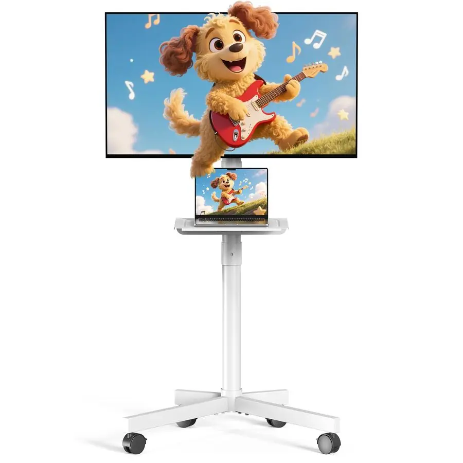 

Мобильная тележка для телевизора с регулируемой высотой, для экранов LCD, LED, OLED, плоских и изогнутых, до 23-60 дюймов, до 88 фунтов, с полкой.