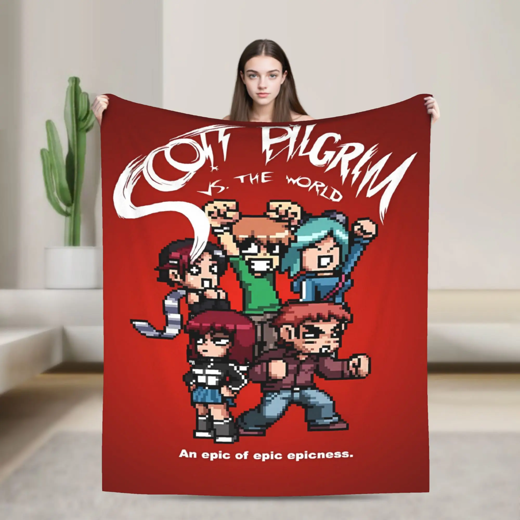 Scott Pilgrim Comic  Plush Blanket Girls Boys  Flannel Throw Blanket For Couch Chair Sofa Bed Warm Custom Quality Bedspread Gift