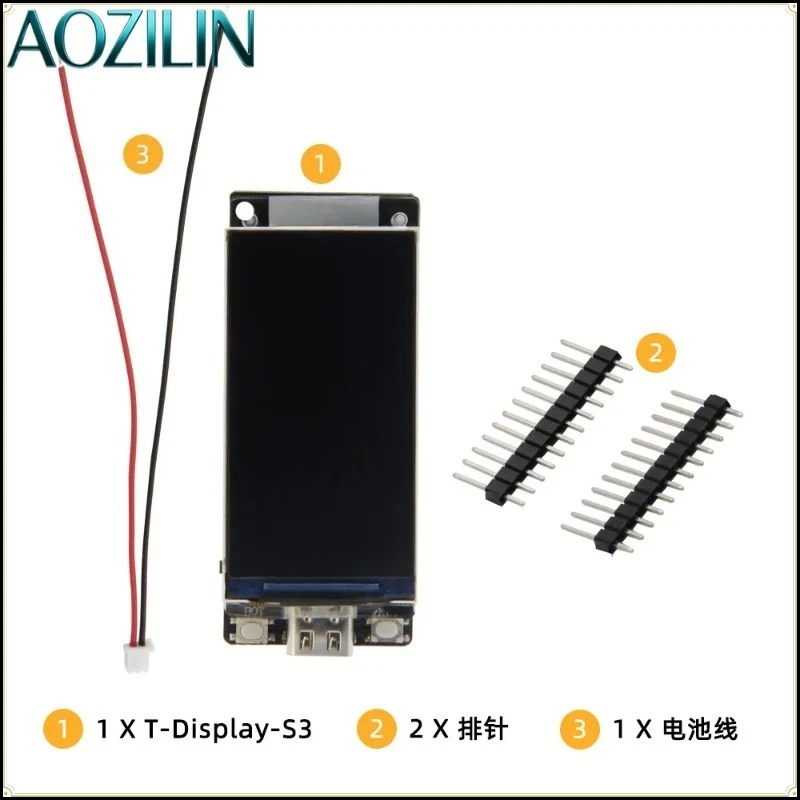 T‑Display‑S3 ESP32‑S3 Dev Board,1.9 Inch LCD Screen WiFi Bluetooth5.0 Wireless Microcontroller for IoT Embedded DIY Project