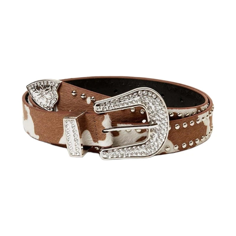 S1Y1 Gothic Waist Chain Casual Belt Studded Waist Ceinture Glittered Belt Studded Blingbling Crystal Easy Belt