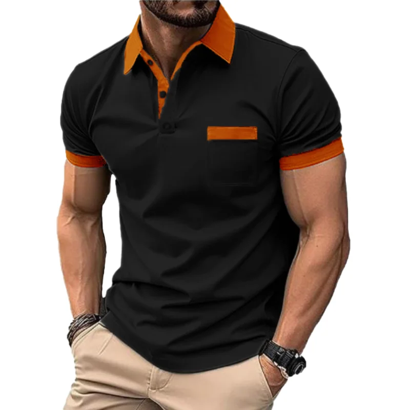 Spring Summer Oversize T-shirts For Men Short-sleeve Tee Lapel Cotton Men\'s Clothing Polo Shirt  Solid Shirts M-4XL