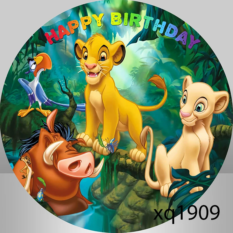 12-опций Король Лев для мальчиков, круглый фон на день рождения, зеленые листья, лес, детский душ, сафари, джунгли, вечерние фоны