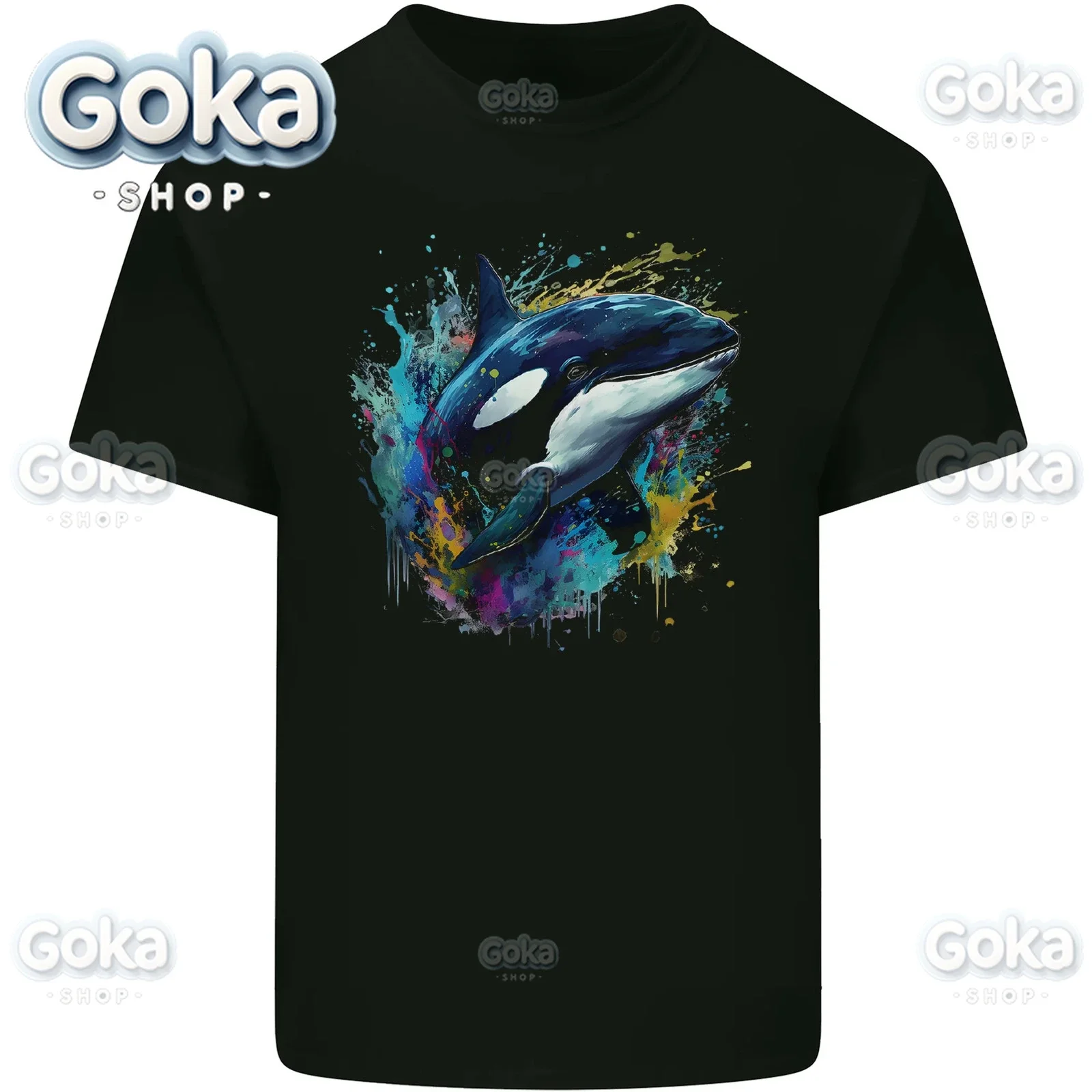 A Colourful Orca Killer Whale  Graphic T Shirts Mens Clothing  Tees Cotton Women Printed T-shirt Y2K Clothes Cute Funny Tshirt