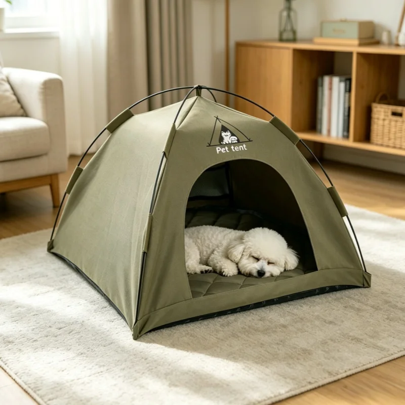 Cama de tienda de campaña para perros/gatos, casa tipi impermeable para mascotas, tienda de campaña transpirable y lavable para interiores/exteriores para gatitos, cachorros, conejos y animales pequeños