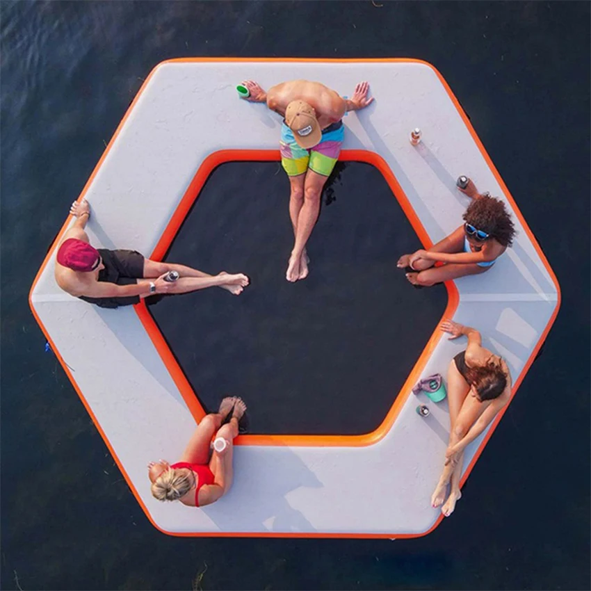 Leisure Inflatable Float Dock 15cm 20cm Thickness  Fabric Water Floating Island Inflatable Water Platform