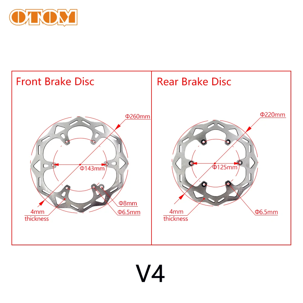 Motorcycle Front Rear Brake Disc For KTM SX XC EXC XCW 98-25 HUSQVARNA TC FC/TX/FX TE/FE GASGAS EC EX MC 4mm Brake Rotor 6 Holes