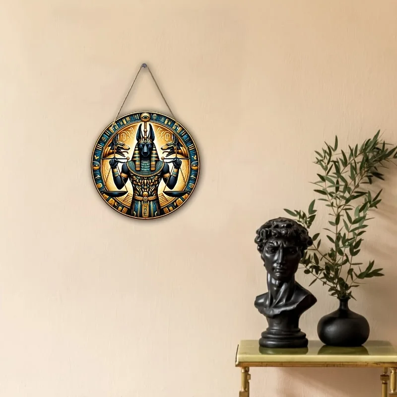 Anubis Judgment Acrylic Plaque,The Scales Of Death,Vintage Egyptian God Wall Art,Cafe&Bar Decor,Home,Mythical Deity Theme