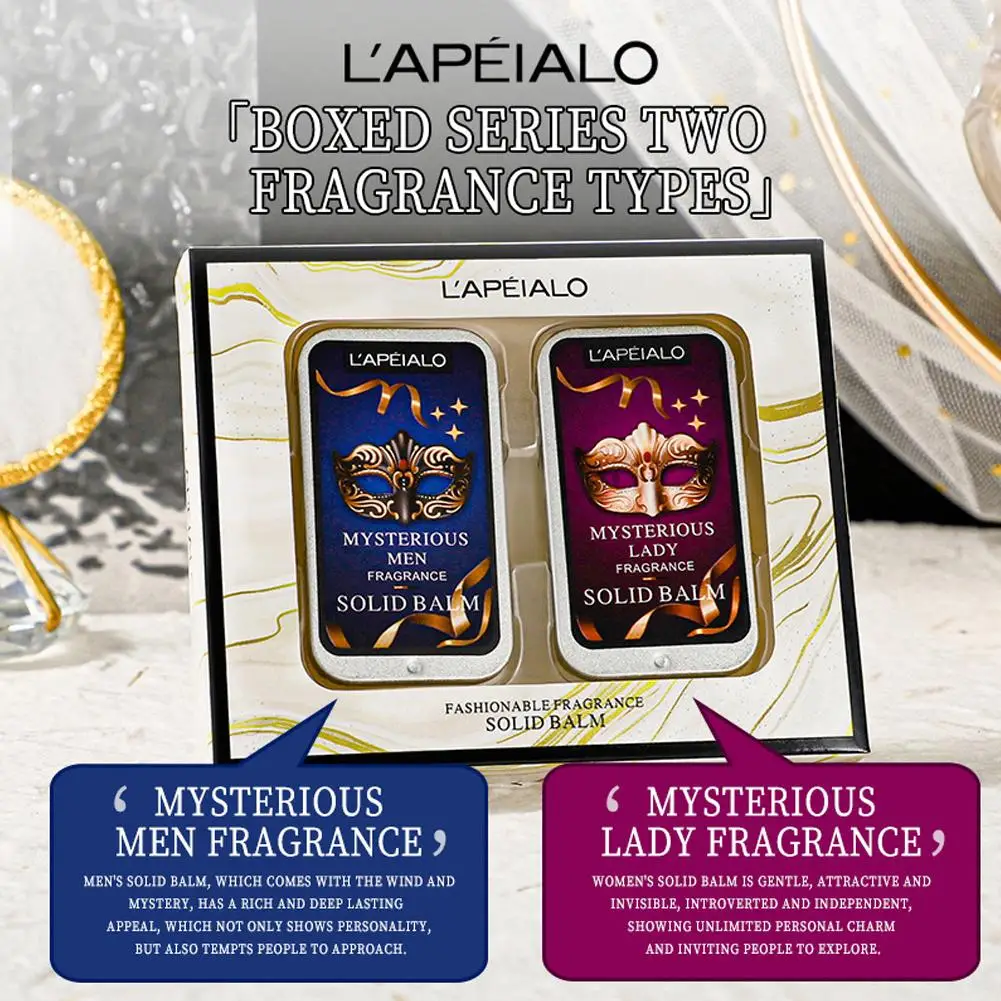 Bálsamo de perfume sólido, bálsamo sólido atraente, bálsamo portátil compacto para recarregar qualquer momento, presente perfeito para mulheres e homens, 2 peças