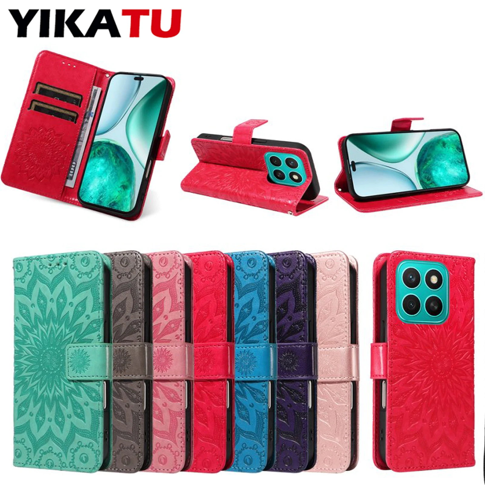 

Sunflower Wallet Leather Phone Case For Huawei Nova 12S 12 11 SE 5G 9 8i 5T 3E 2i 3 Mate 60 Plus P70 P30 P20 Pro P10 Lite 20 10