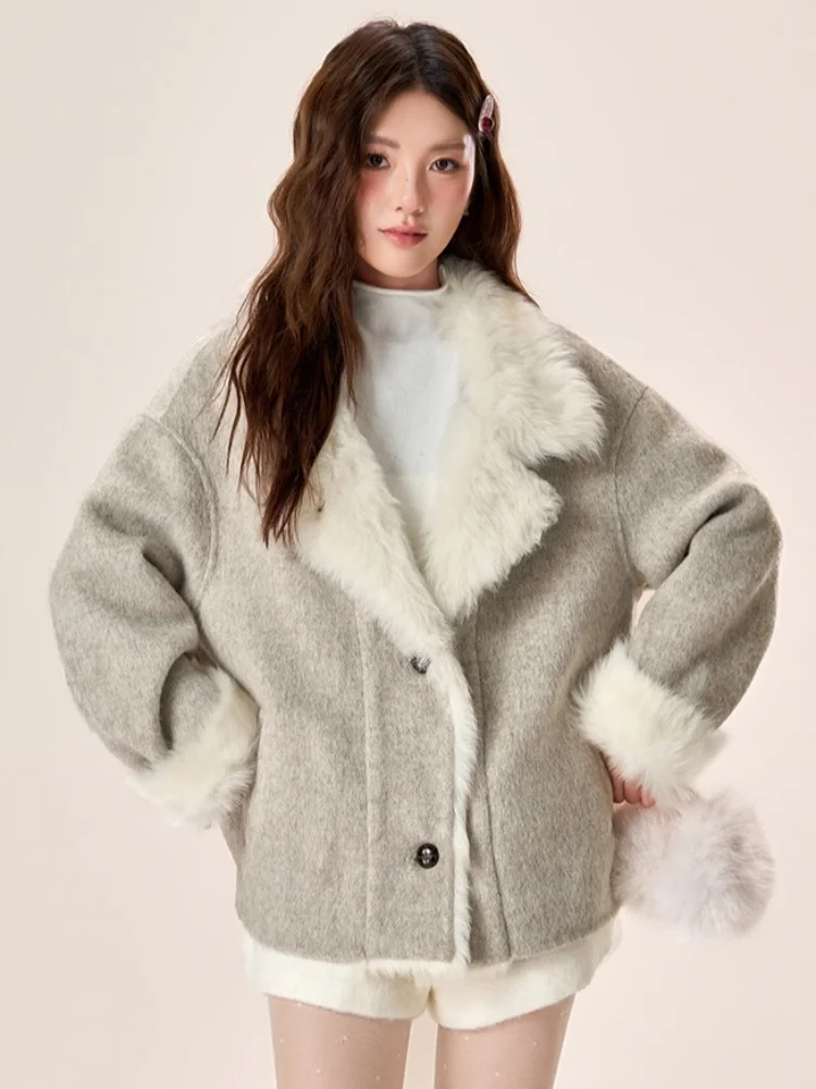 

Куртка из овечьей шерсти, женское пальто с мокрым эффектом, кисточками, деловые иглы, студенческий цвет, бордовый, высокое качество, консервативный стиль, Хэллоуин